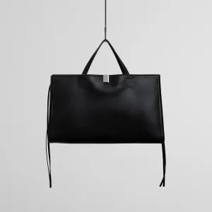 MEDIUM KIT CABAS | black leather with silver