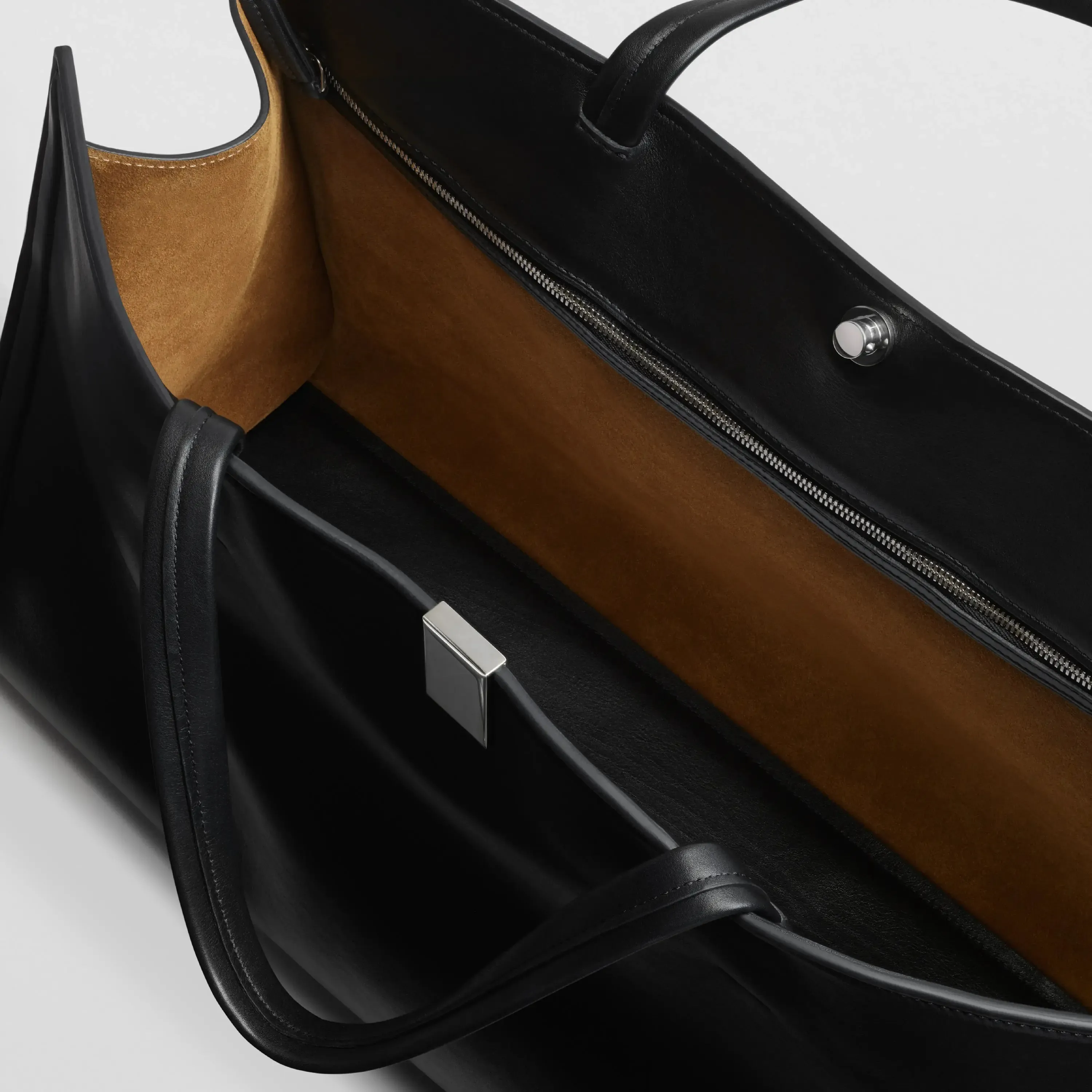 MEDIUM KIT CABAS | black leather with silver