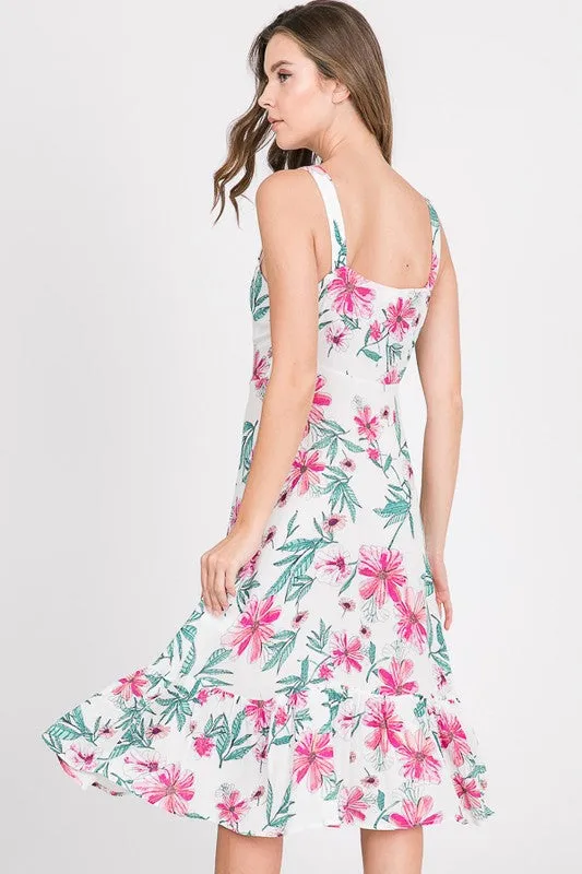 MELANIE FLORAL OFF-WHITE SUN DRESS