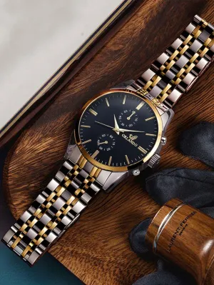 Men Round Pointer Quartz Watch - Gold- FD ⚡