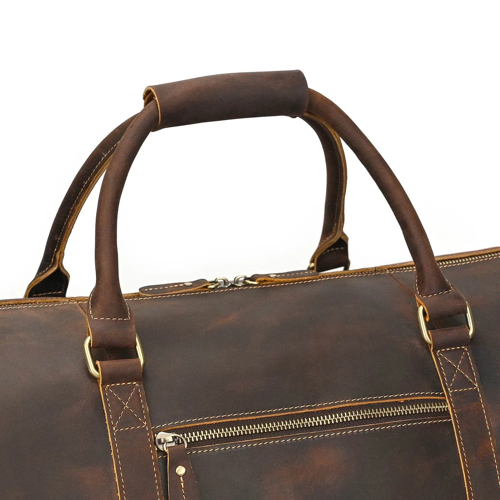 Men's Genuine Leather Travel Bag – Luggage with Shoe Compartment