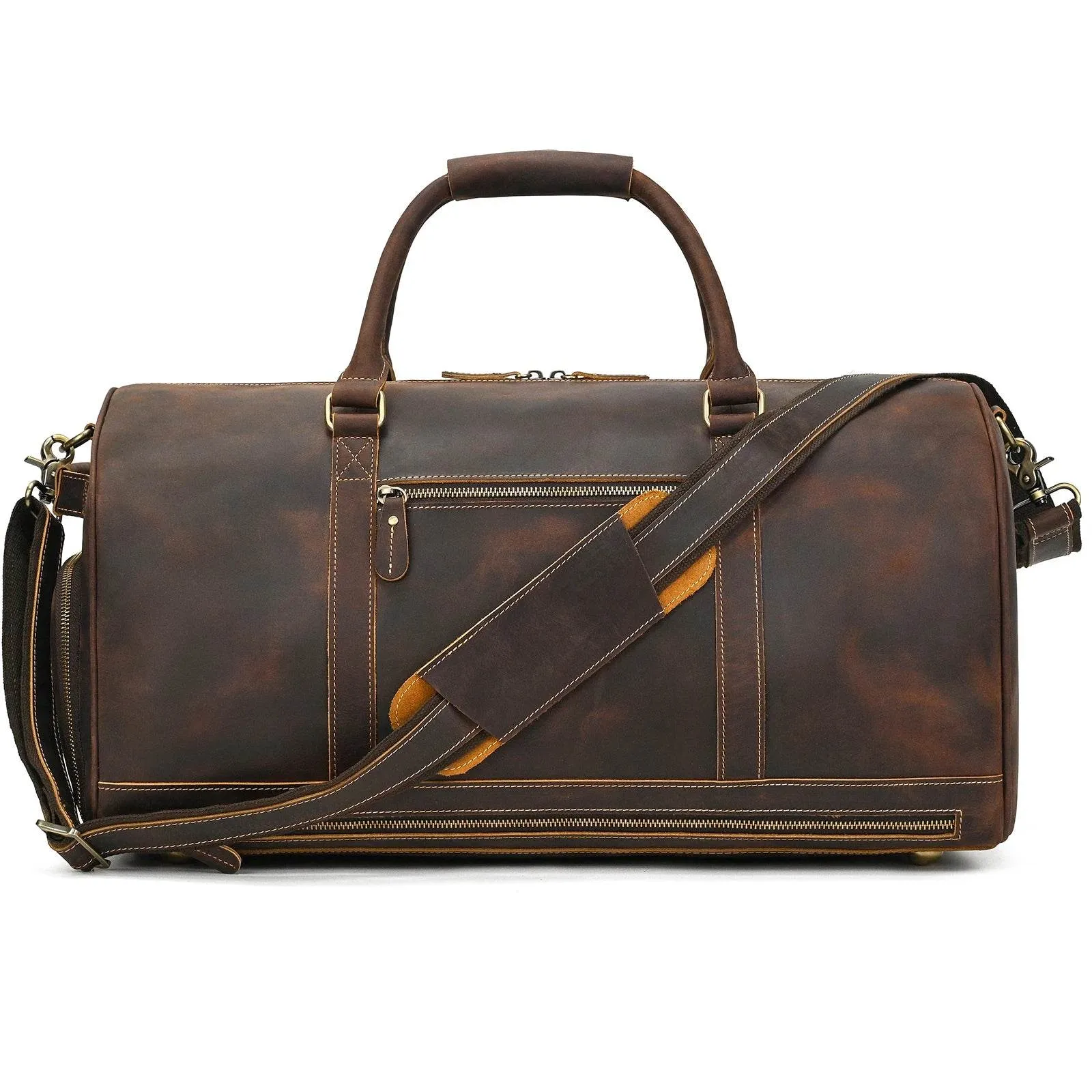 Men's Genuine Leather Travel Bag – Luggage with Shoe Compartment