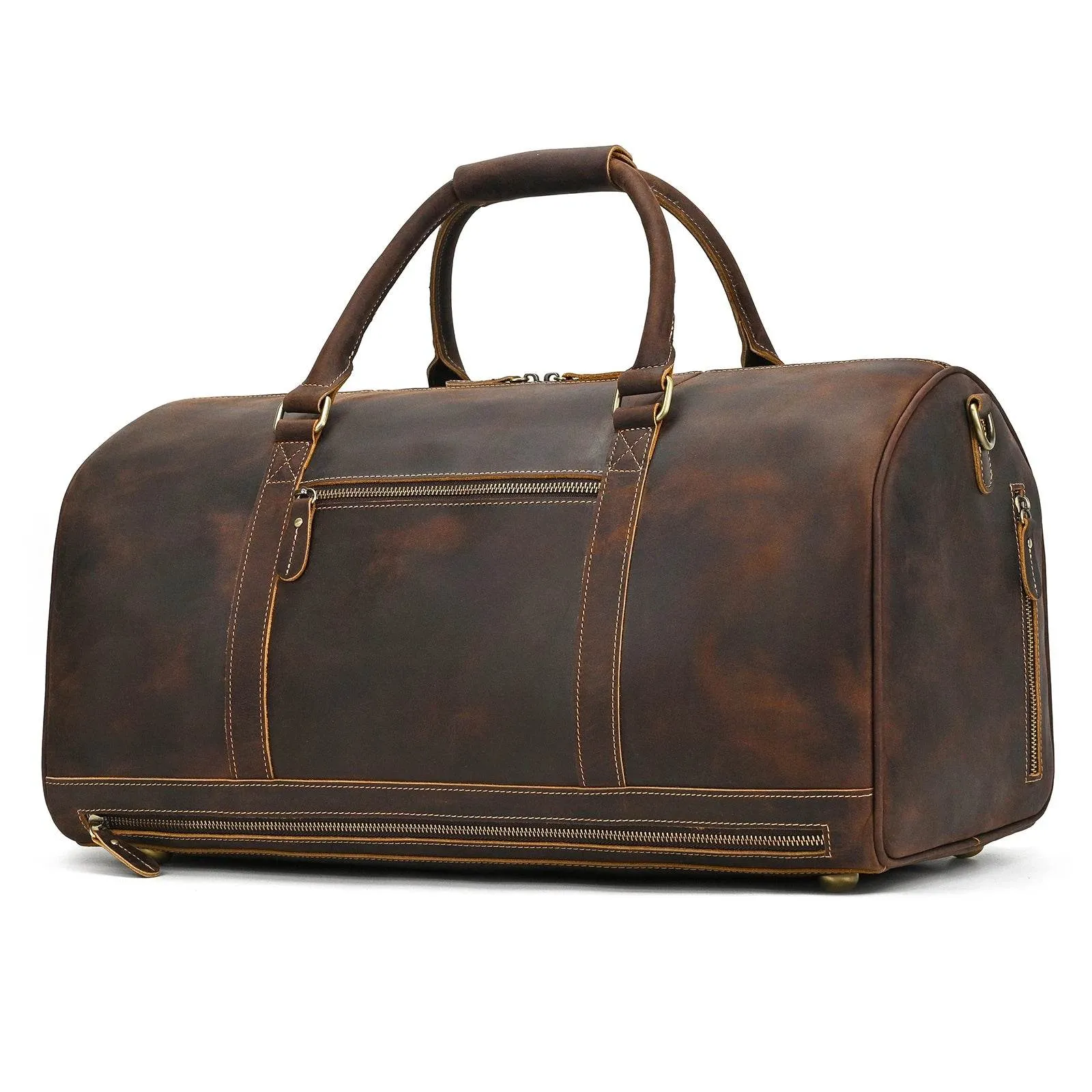 Men's Genuine Leather Travel Bag – Luggage with Shoe Compartment