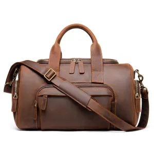 Mens Large Capacity Travel Leather Crossbody Bags Vintage Duffel Packs