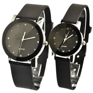 Men's Women's  Lover  Couple Watches Faux Leather Oversize Round Dial Quartz WristWatches  2KAS 6T3X