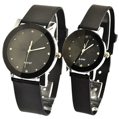 Men's Women's  Lover  Couple Watches Faux Leather Oversize Round Dial Quartz WristWatches  2KAS 6T3X