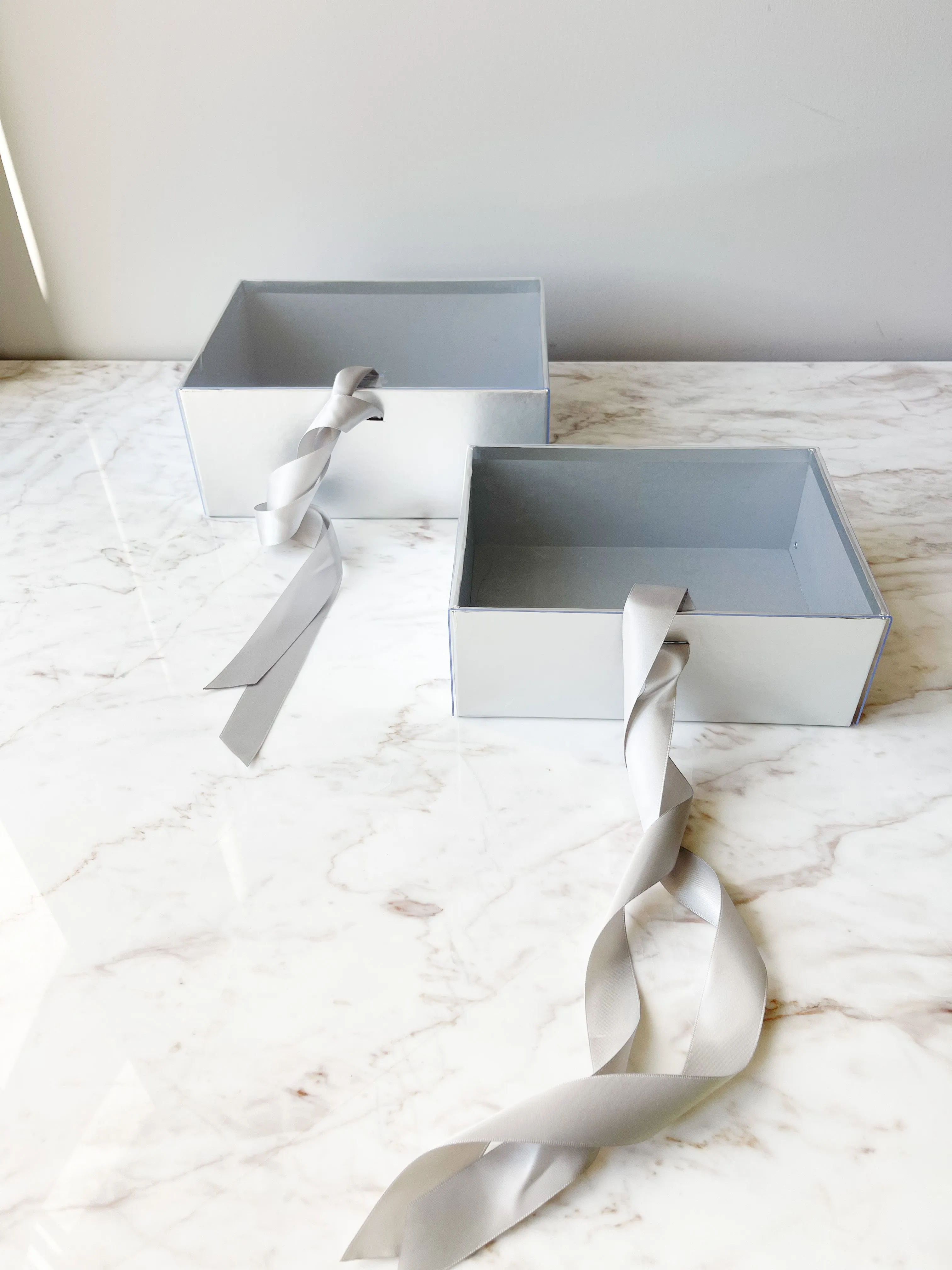Metallic Acrylic Box with Ribbon