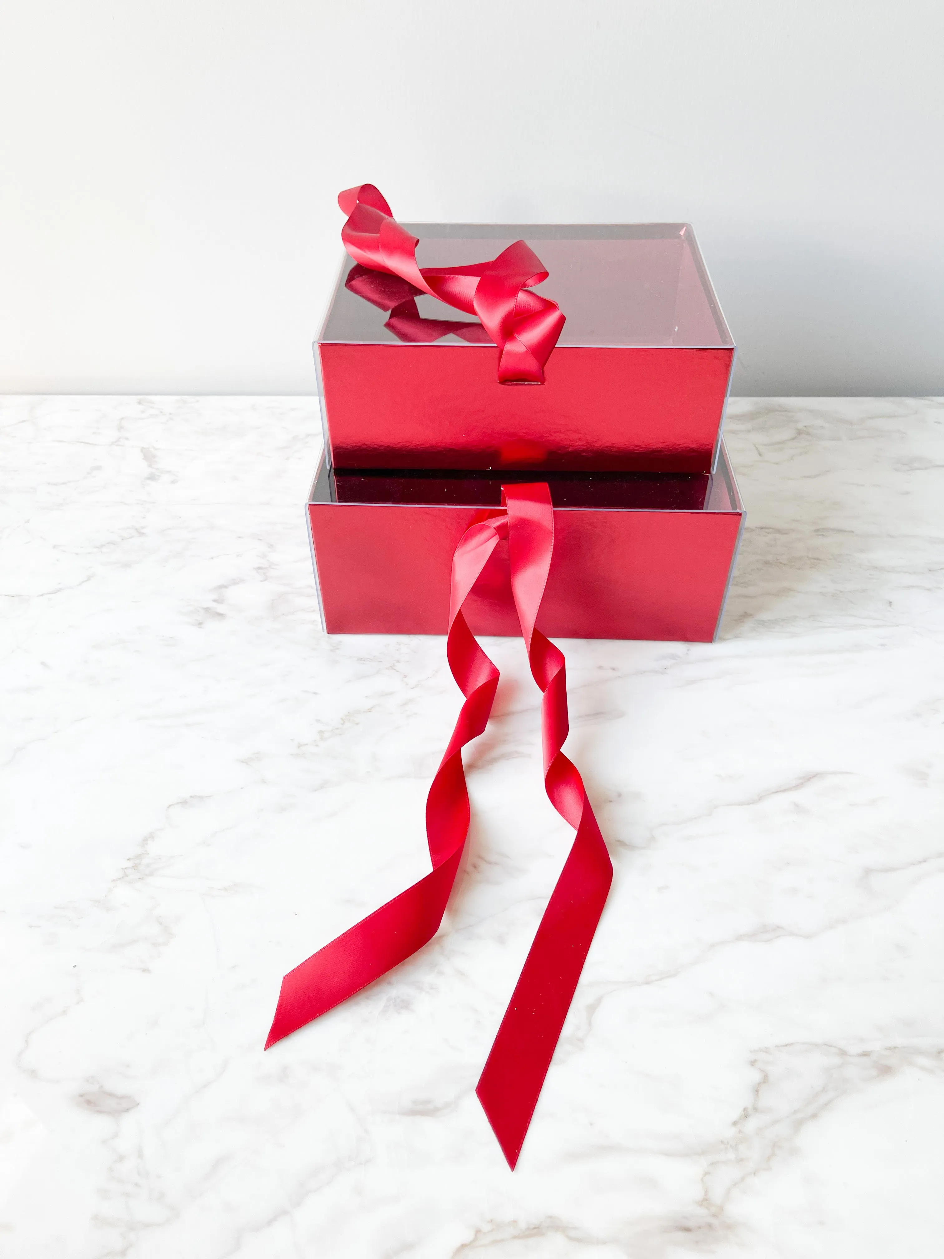 Metallic Acrylic Box with Ribbon