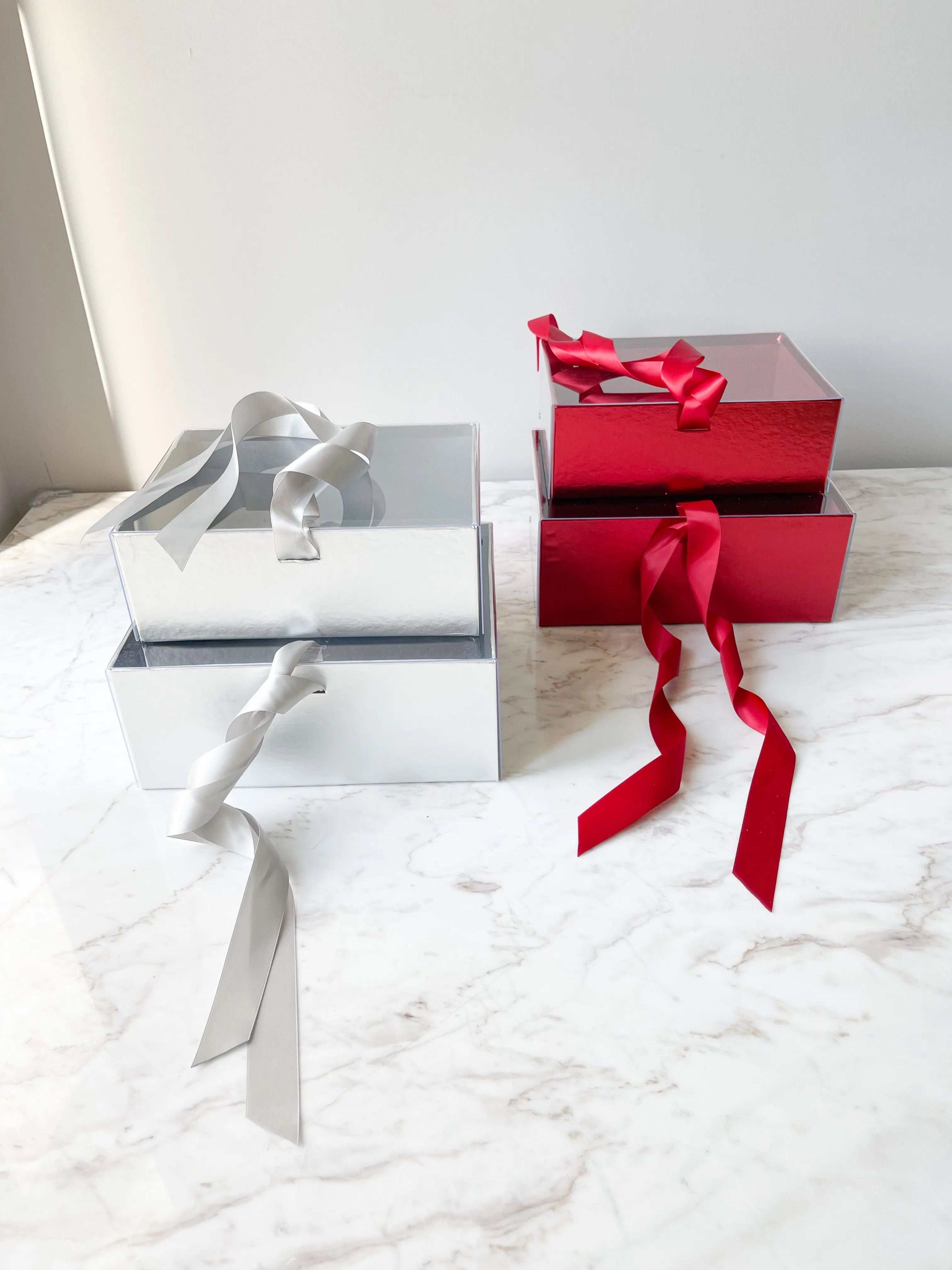 Metallic Acrylic Box with Ribbon