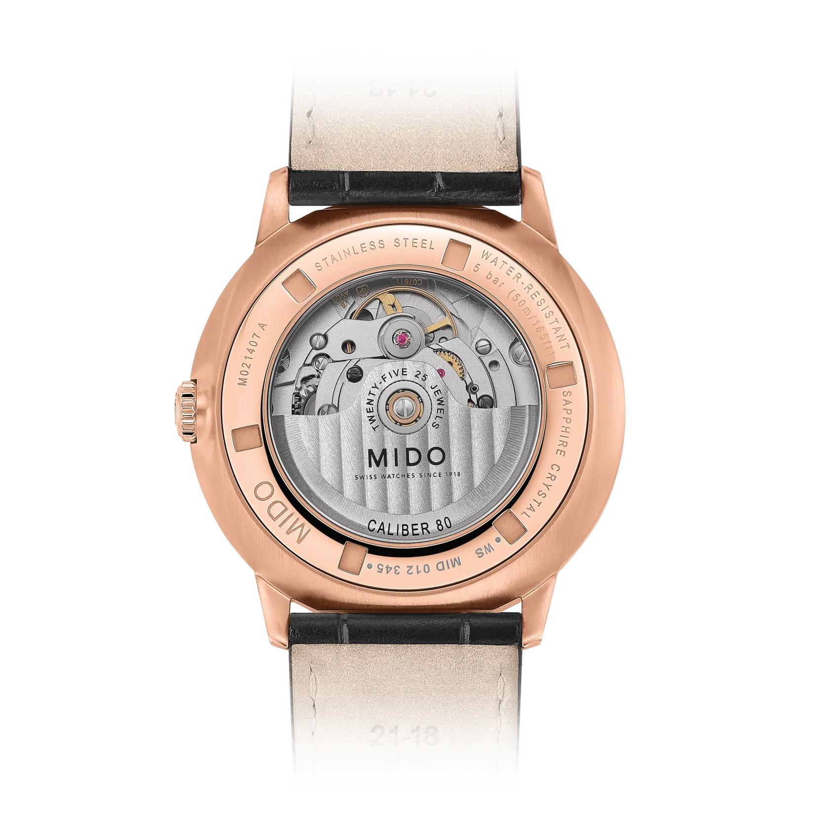 Mido Commander Gradient Rose Gold PVD Skeleton Dial Men's Watch M0214073641100