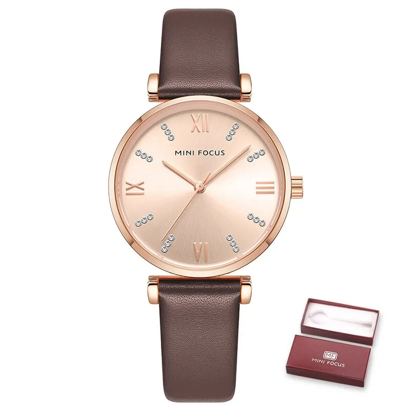 MINI FOCUS New Watches Women Luxury Fashion Ladies Waterproof Watch Black Leather Casual Female Clock Women&#39;s Gift Montre Femme