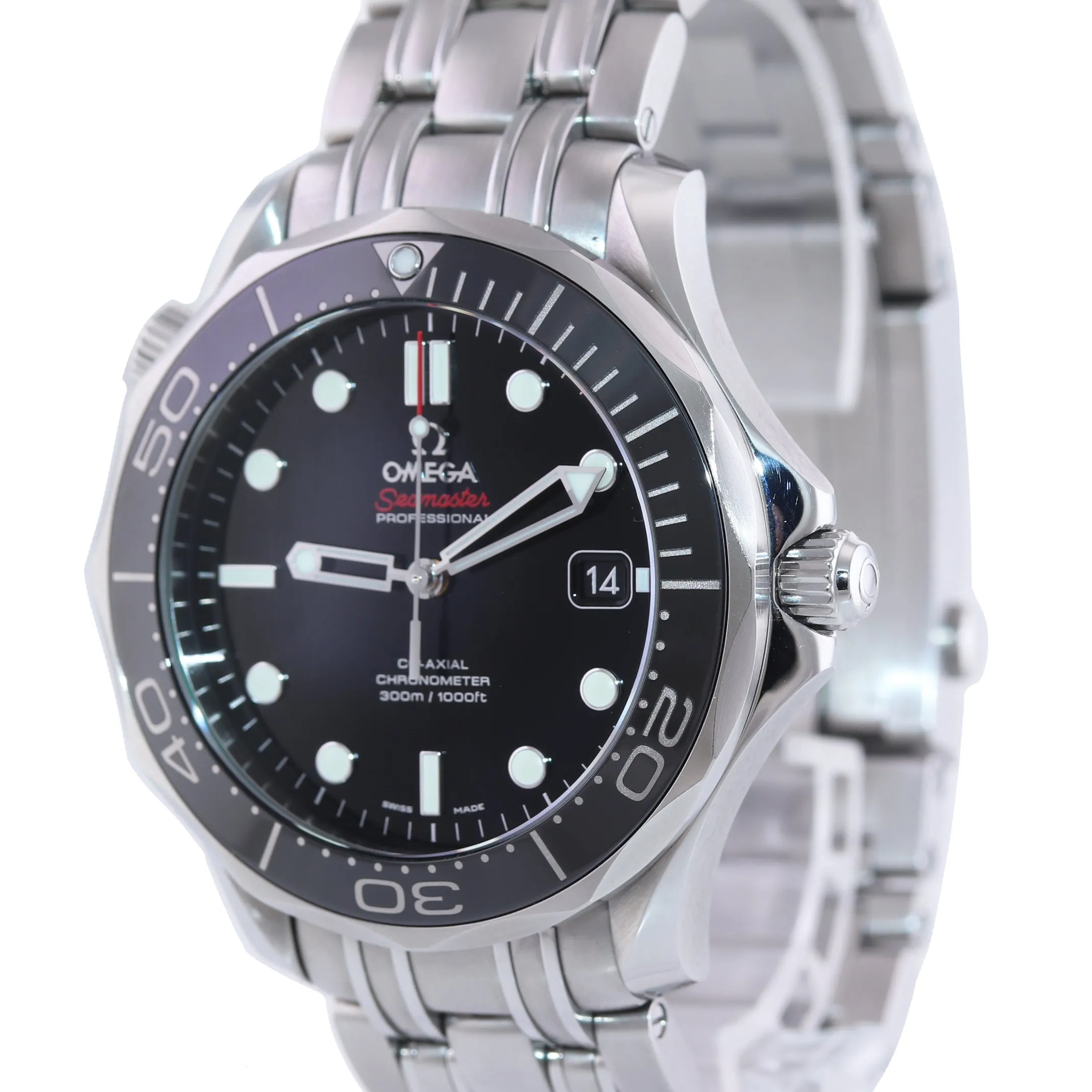 MINT Omega Seamaster Black Co-Axial 300M 212.30.41.20.01.003 41mm Date Watch Box