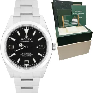 MINT OPEN CARD Rolex Explorer I Black 39mm Stainless Steel MK1 Watch 214270 B P