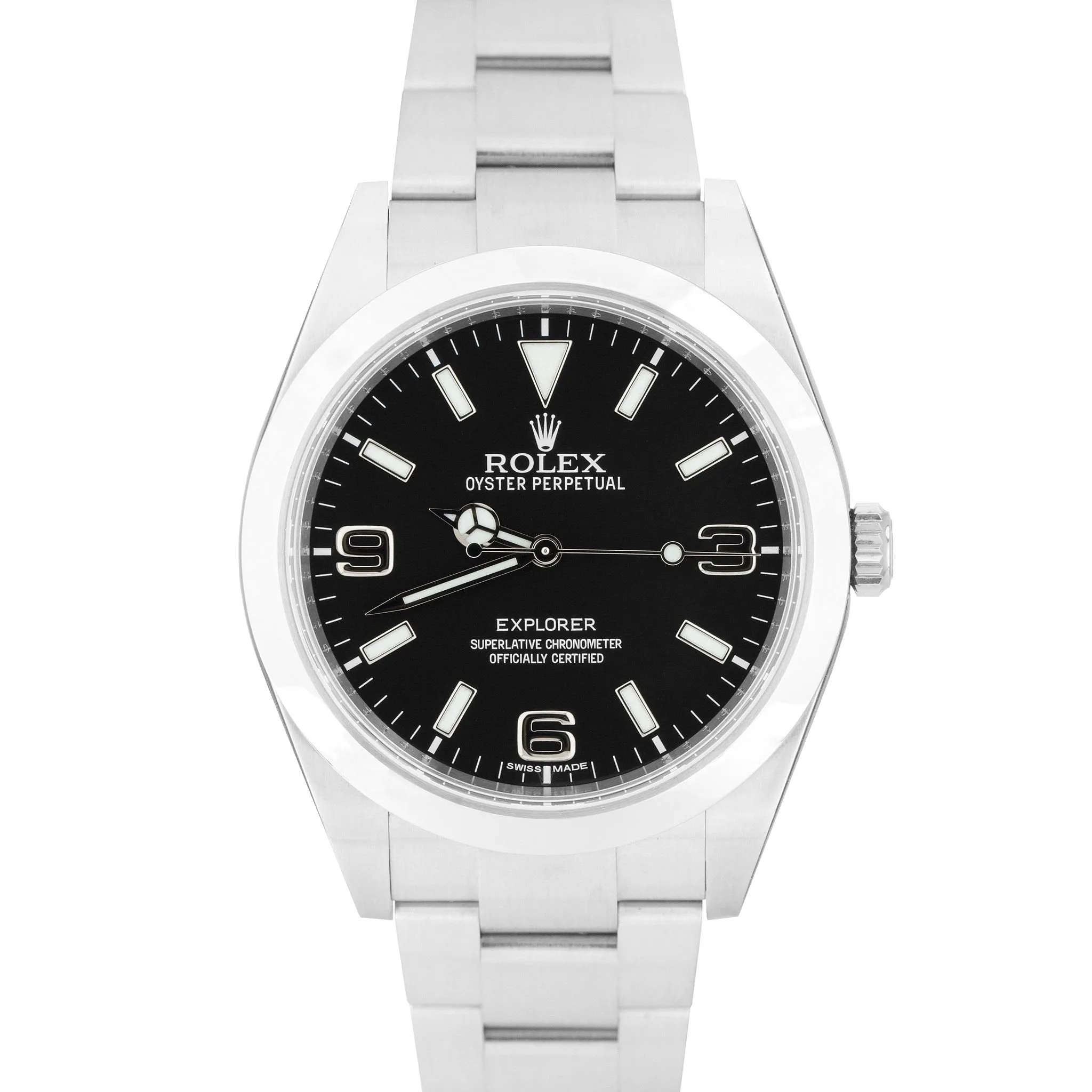 MINT OPEN CARD Rolex Explorer I Black 39mm Stainless Steel MK1 Watch 214270 B P