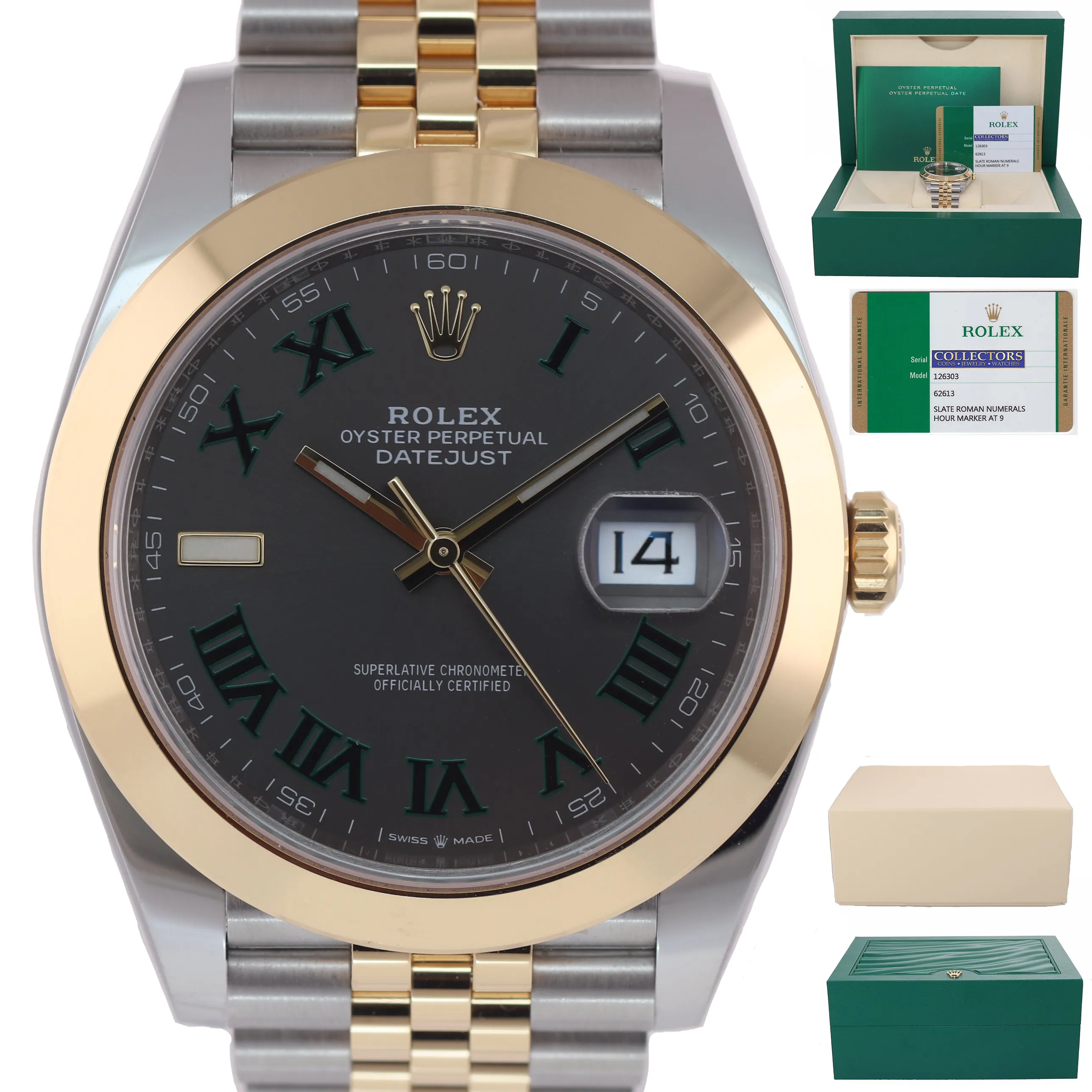 MINT PAPERS 2019 Rolex DateJust 41 Slate Wimbledon 126303 41mm Jubilee Watch
