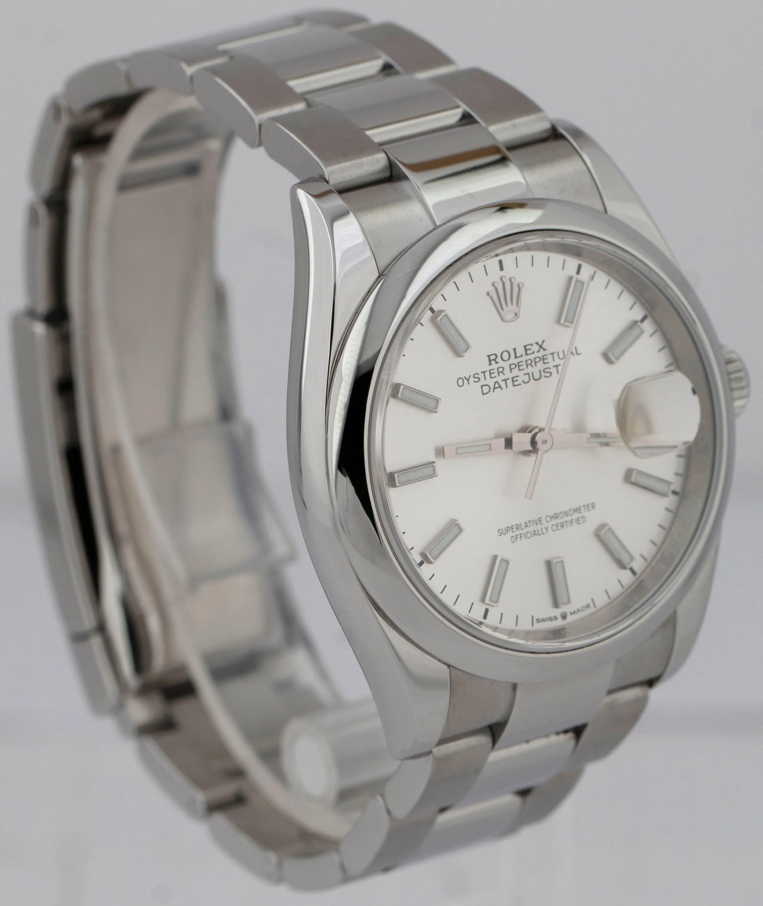 MINT Rolex DateJust 36mm Silver Stainless Steel Smooth Bezel Oyster Watch 126200