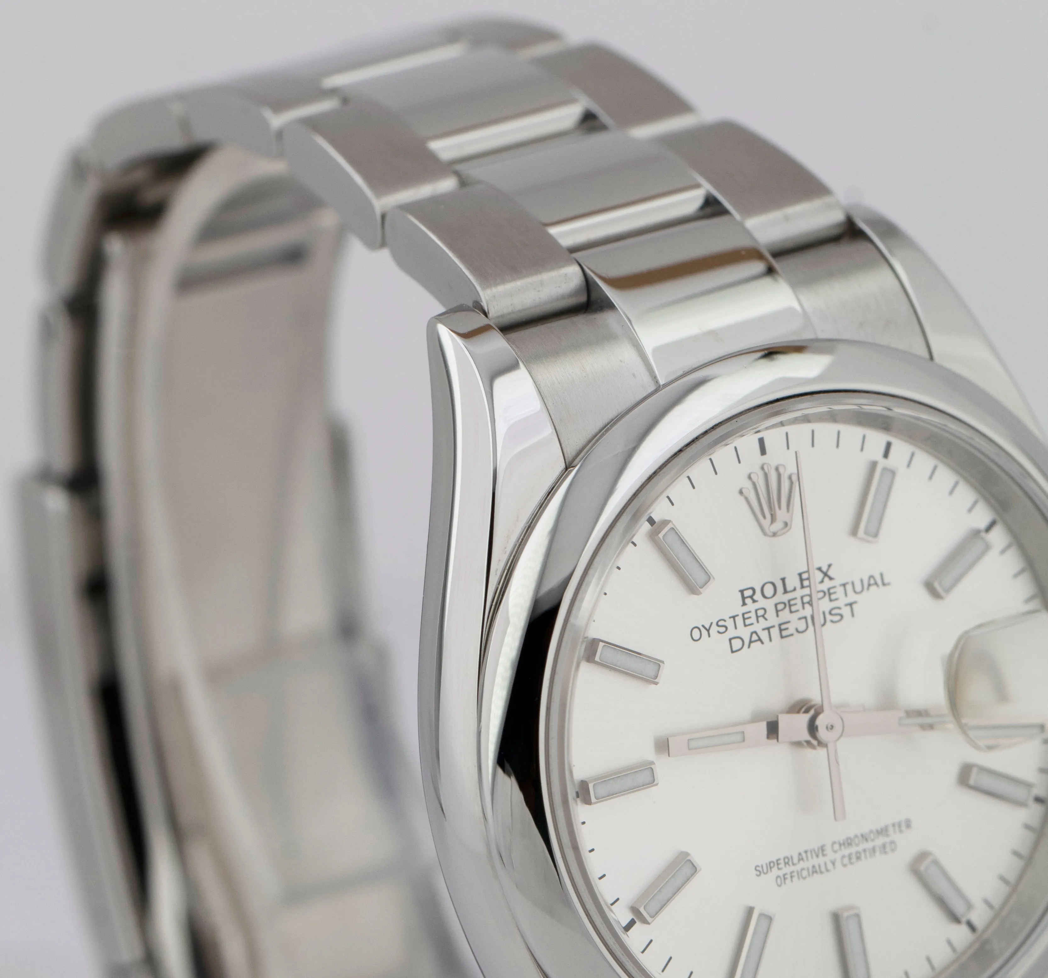 MINT Rolex DateJust 36mm Silver Stainless Steel Smooth Bezel Oyster Watch 126200