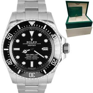 MINT Rolex Sea-Dweller Deepsea 126660 Black 44mm Dive Stainless Steel Watch