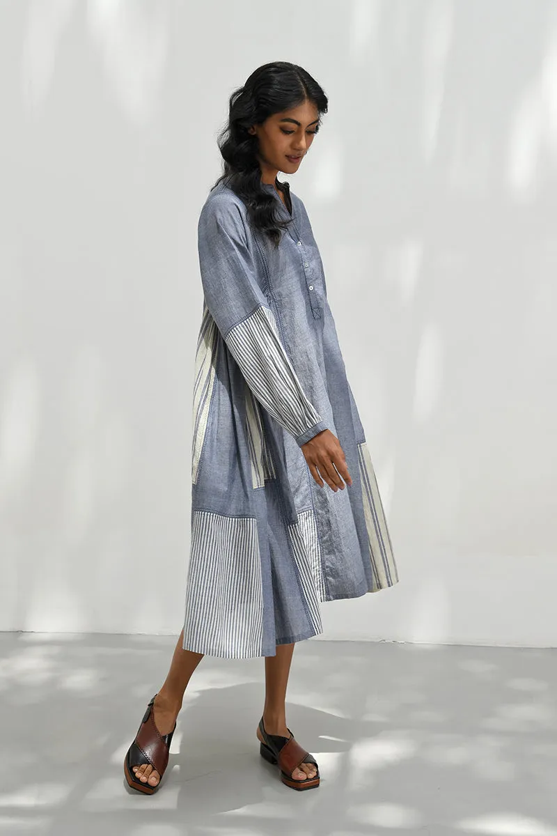 Monza blue handloom tunic dress