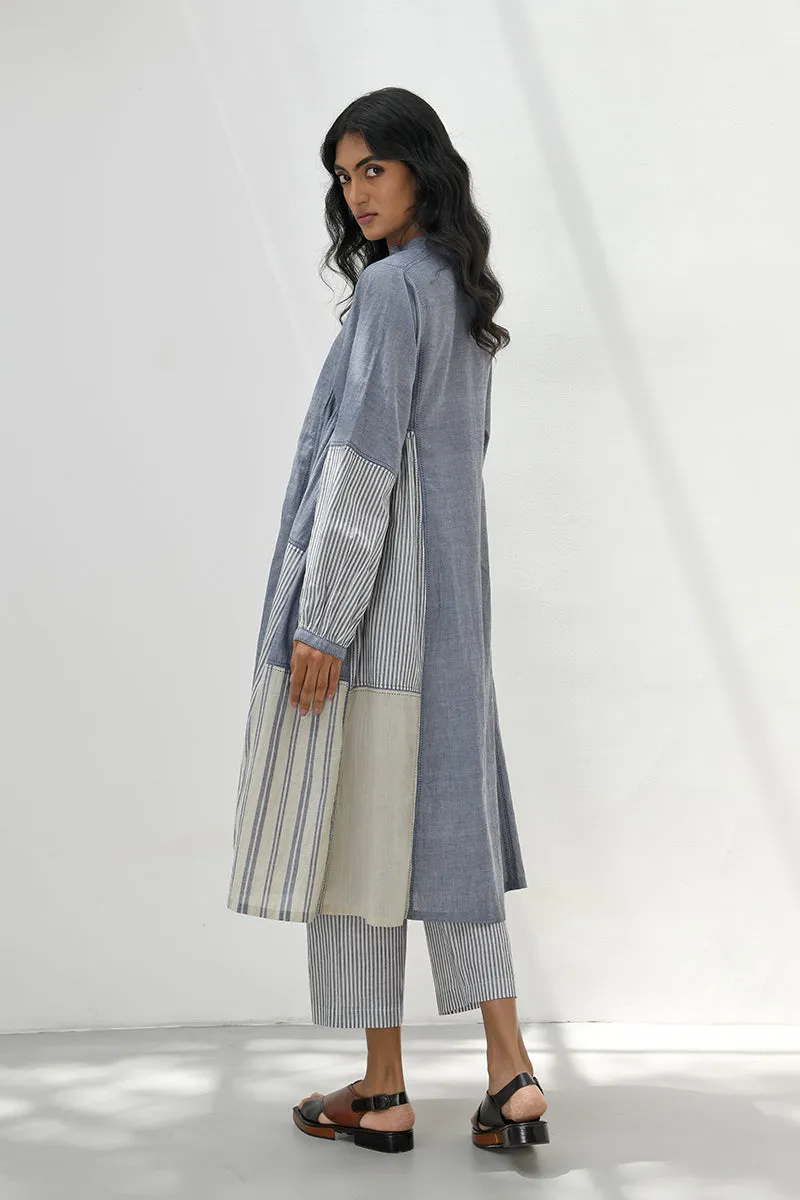 Monza blue handloom tunic dress