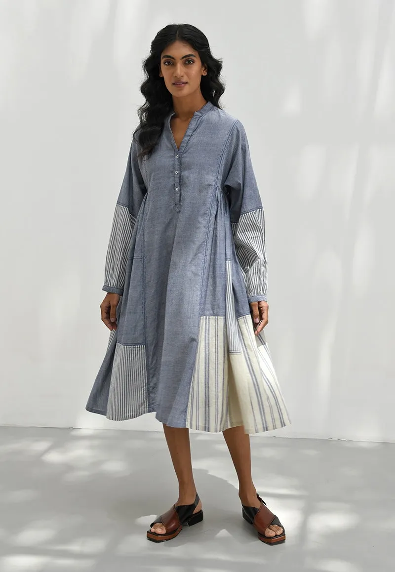 Monza blue handloom tunic dress