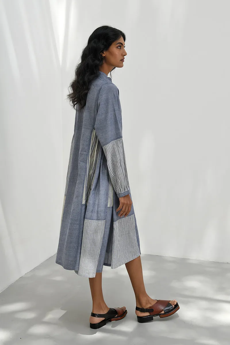Monza blue handloom tunic dress