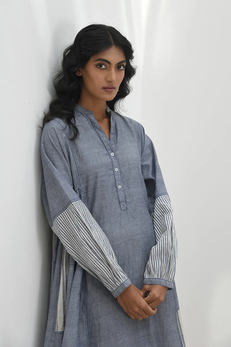 Monza blue handloom tunic dress