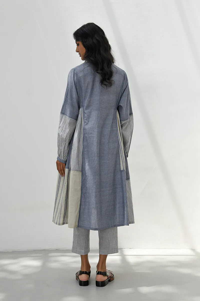 Monza blue handloom tunic dress