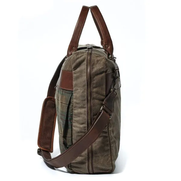 Moore and Giles Tinsley Trifold Carry On, Waxwear Autumn Plaid and Baldwin Oak