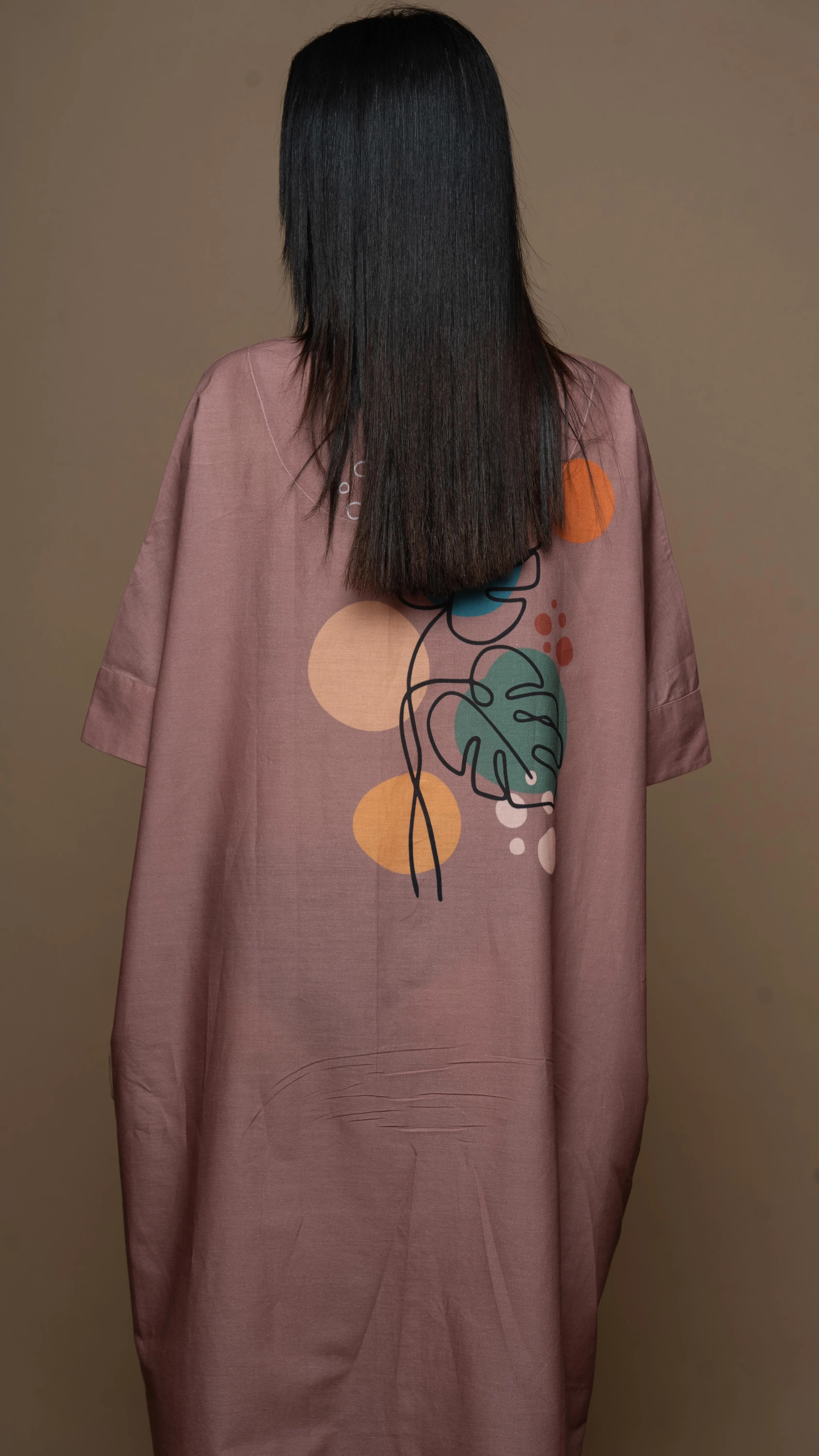 Muted Mauve Leafy Loft Shirt Dress