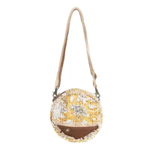 MYRA Golden Prairie Leaf Round Bag