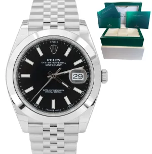NEW 2020 Rolex DateJust 41mm BLACK Stick JUBILEE Stainless Steel Watch 126300