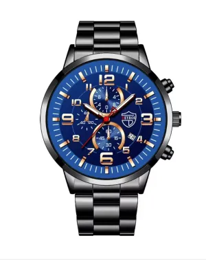NEW DEYROS Men's Big Dial Steel Band Luminous Calendar Popular Casual Business Watches Relogio Masculino