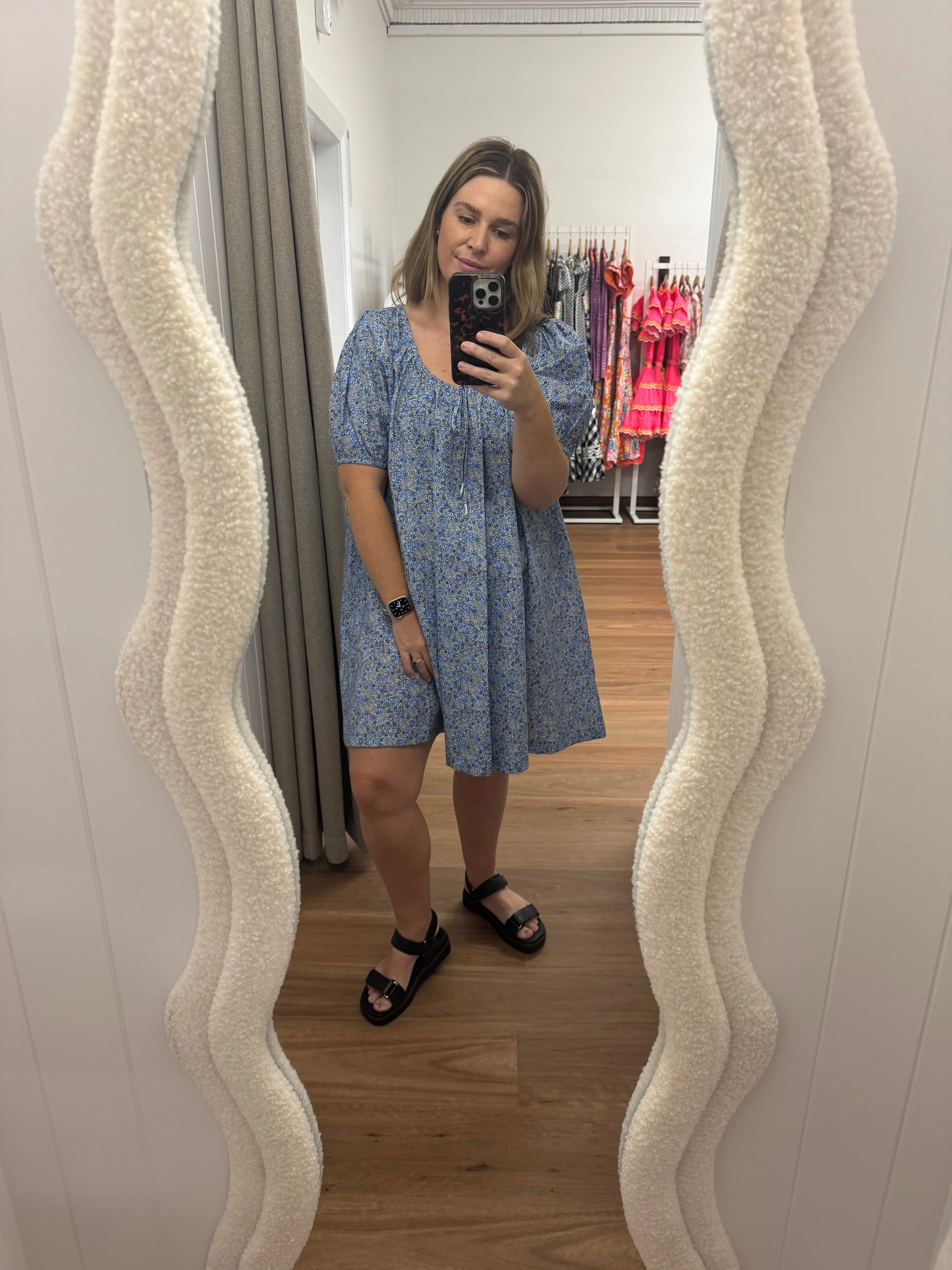 Oak Meadow - Sundress in French Blue Ditsy