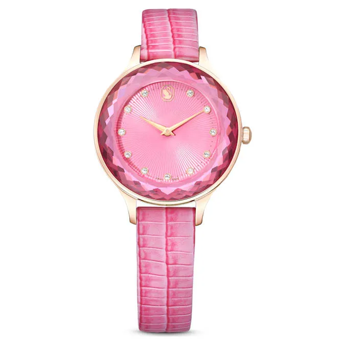 Octea Nova watch Swiss Made, Leather strap, Pink, Rose gold-tone finish 5650030