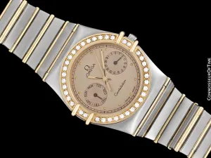 Omega Constellation Manhattan Mens 35mm Watch, Quartz, Day Date - Brushed Stainless Steel & 18K Gold with Omega Factory Diamonds