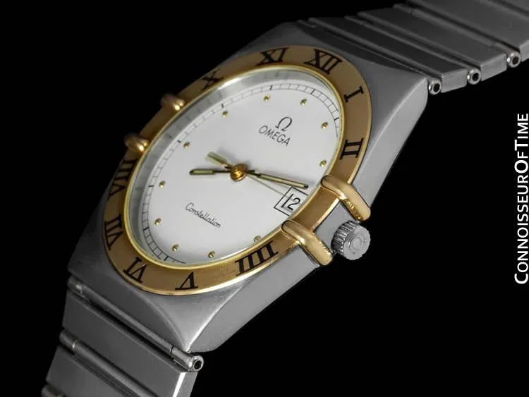 Omega Constellation Mens 35mm Watch, Quartz, Date - Brushed Stainless Steel & 18K Gold