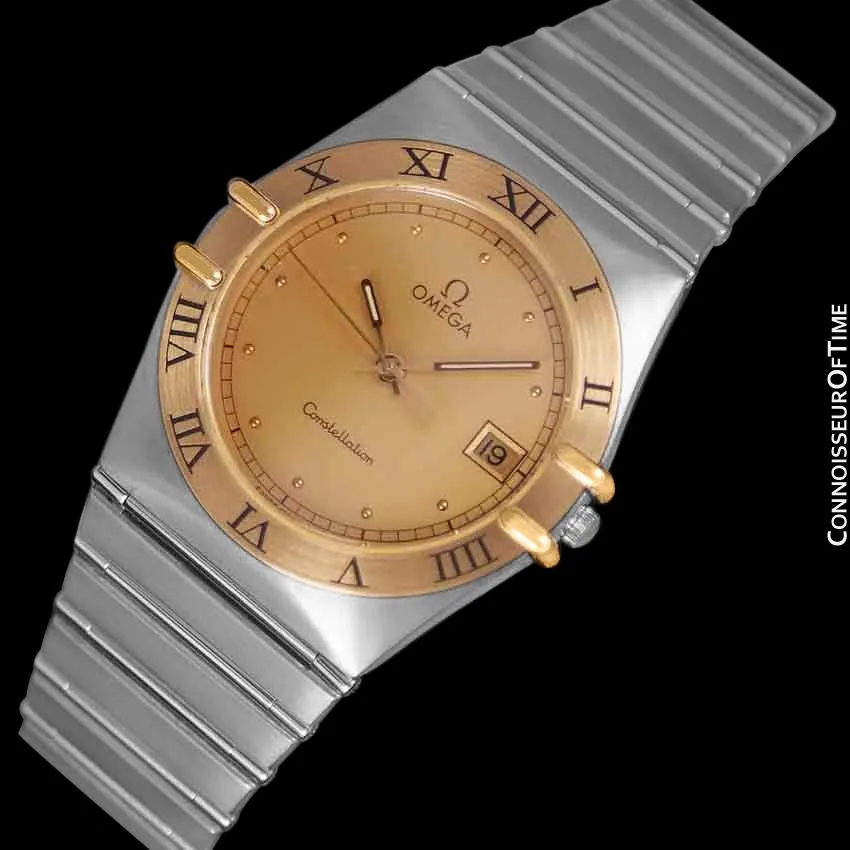 Omega Constellation Mens 35mm Watch, Quartz, Date - Brushed Stainless Steel & 18K Gold