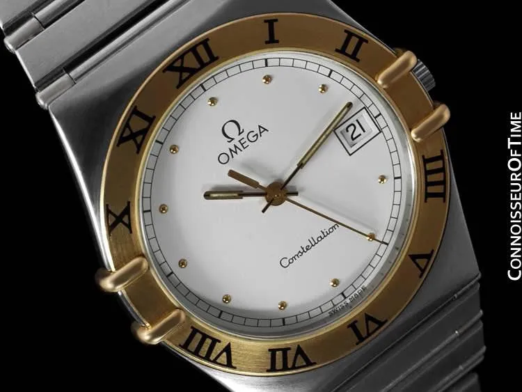 Omega Constellation Mens 35mm Watch, Quartz, Date - Brushed Stainless Steel & 18K Gold