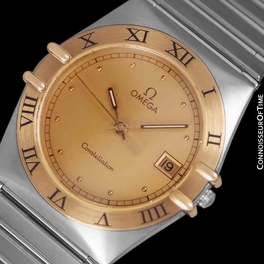 Omega Constellation Mens 35mm Watch, Quartz, Date - Brushed Stainless Steel & 18K Gold