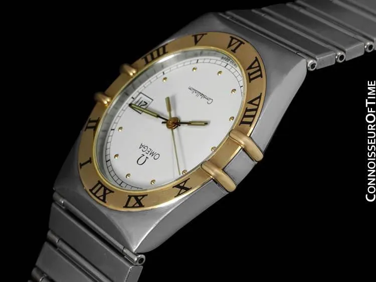 Omega Constellation Mens 35mm Watch, Quartz, Date - Brushed Stainless Steel & 18K Gold