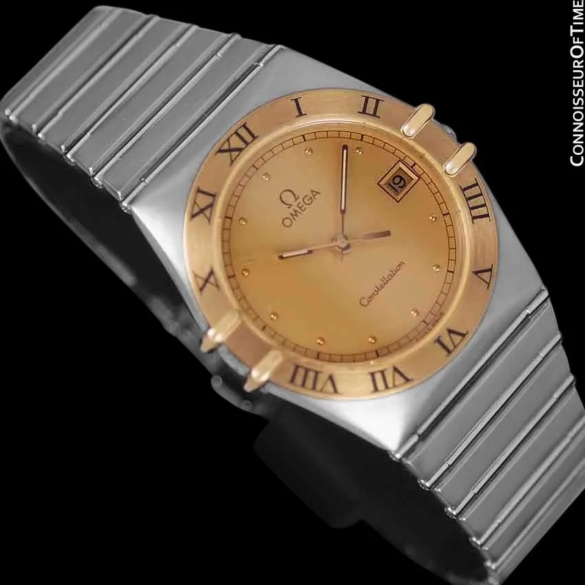 Omega Constellation Mens 35mm Watch, Quartz, Date - Brushed Stainless Steel & 18K Gold
