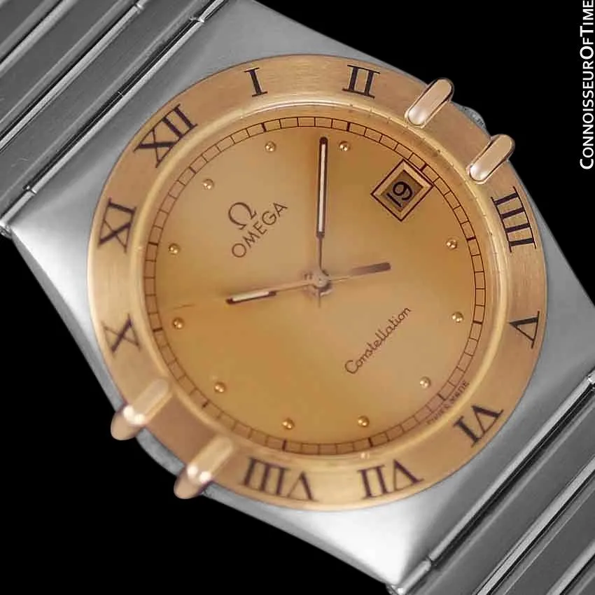 Omega Constellation Mens 35mm Watch, Quartz, Date - Brushed Stainless Steel & 18K Gold