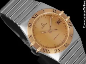 Omega Constellation Mens 35mm Watch, Quartz, Date - Brushed Stainless Steel and 18K Gold