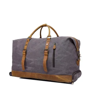Oversized Canvas with Leather Trim Travel Duffel Weekend Bag 50L Wheel Version Trolley Bag