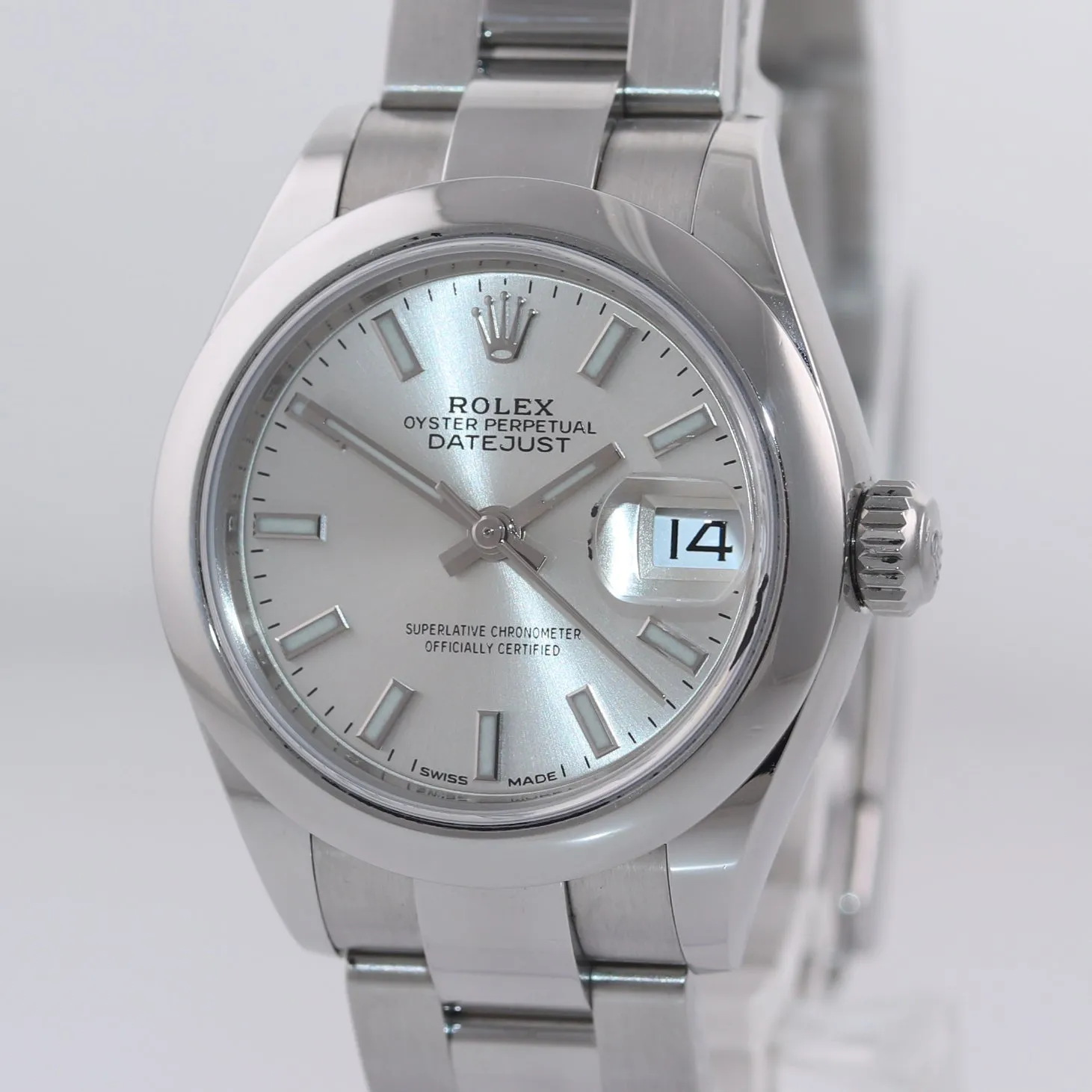 PAPERS 2018 MINT Ladies Rolex DateJust 26mm Silver Stick 279160 Steel Watch Box
