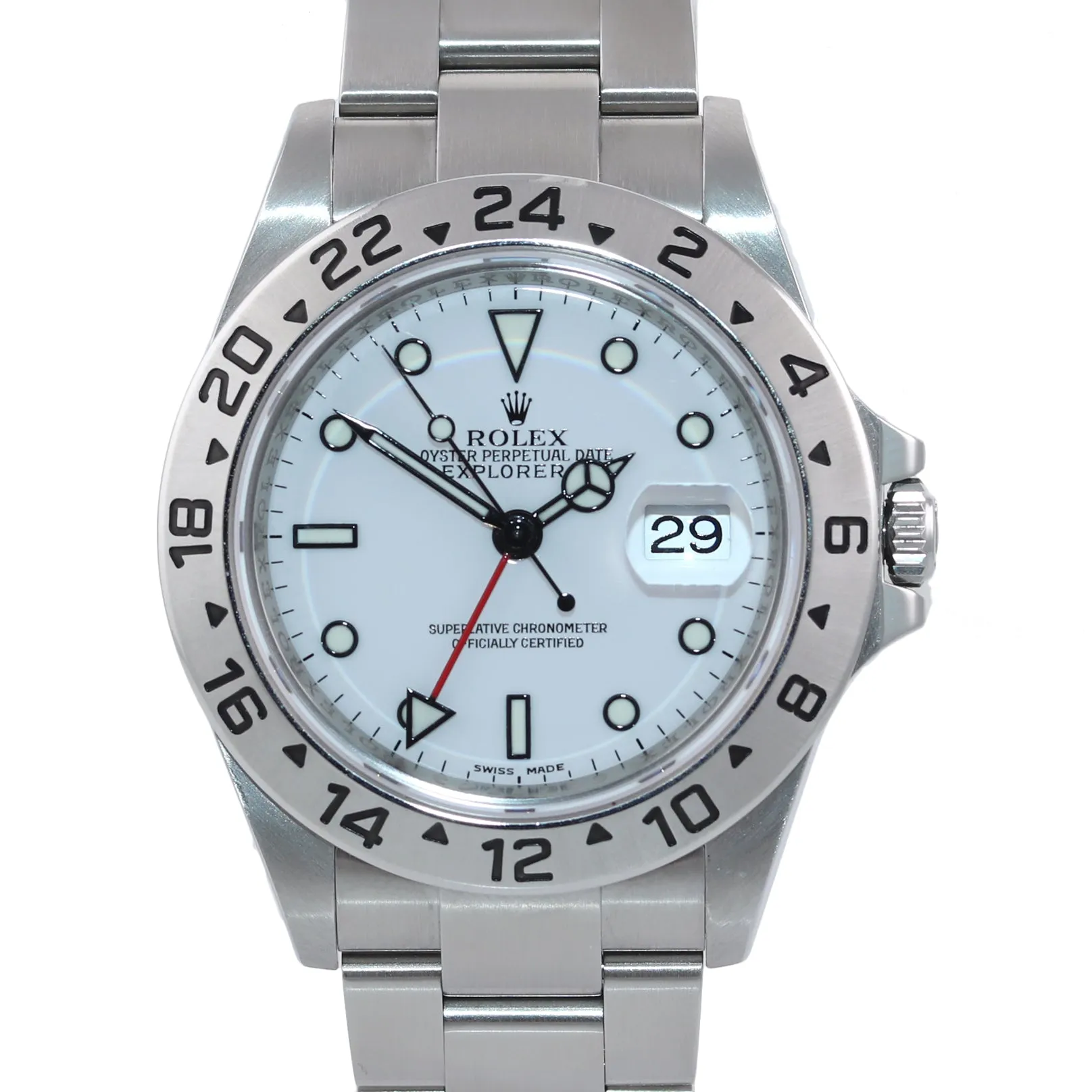 PAPERS UNPOLISHED 3186 WHITE Rolex Explorer II 16570 Stainless Steel 40mm Watch