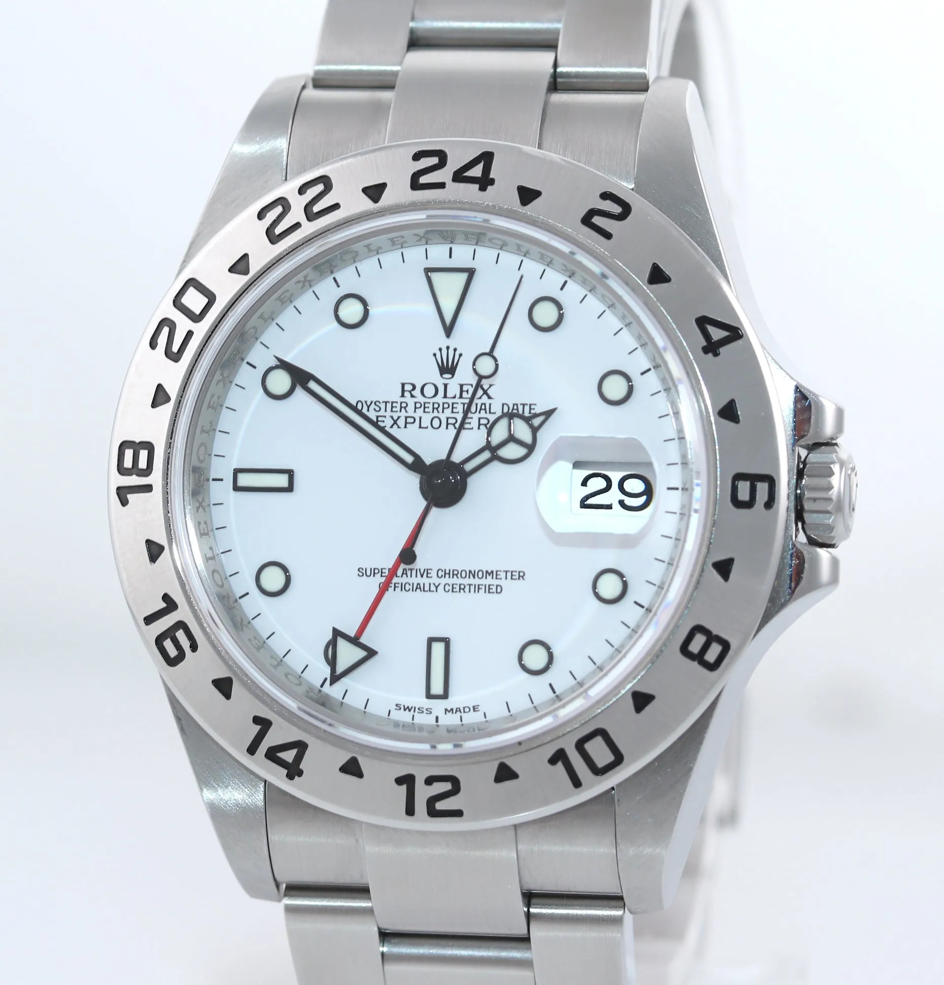 PAPERS UNPOLISHED 3186 WHITE Rolex Explorer II 16570 Stainless Steel 40mm Watch