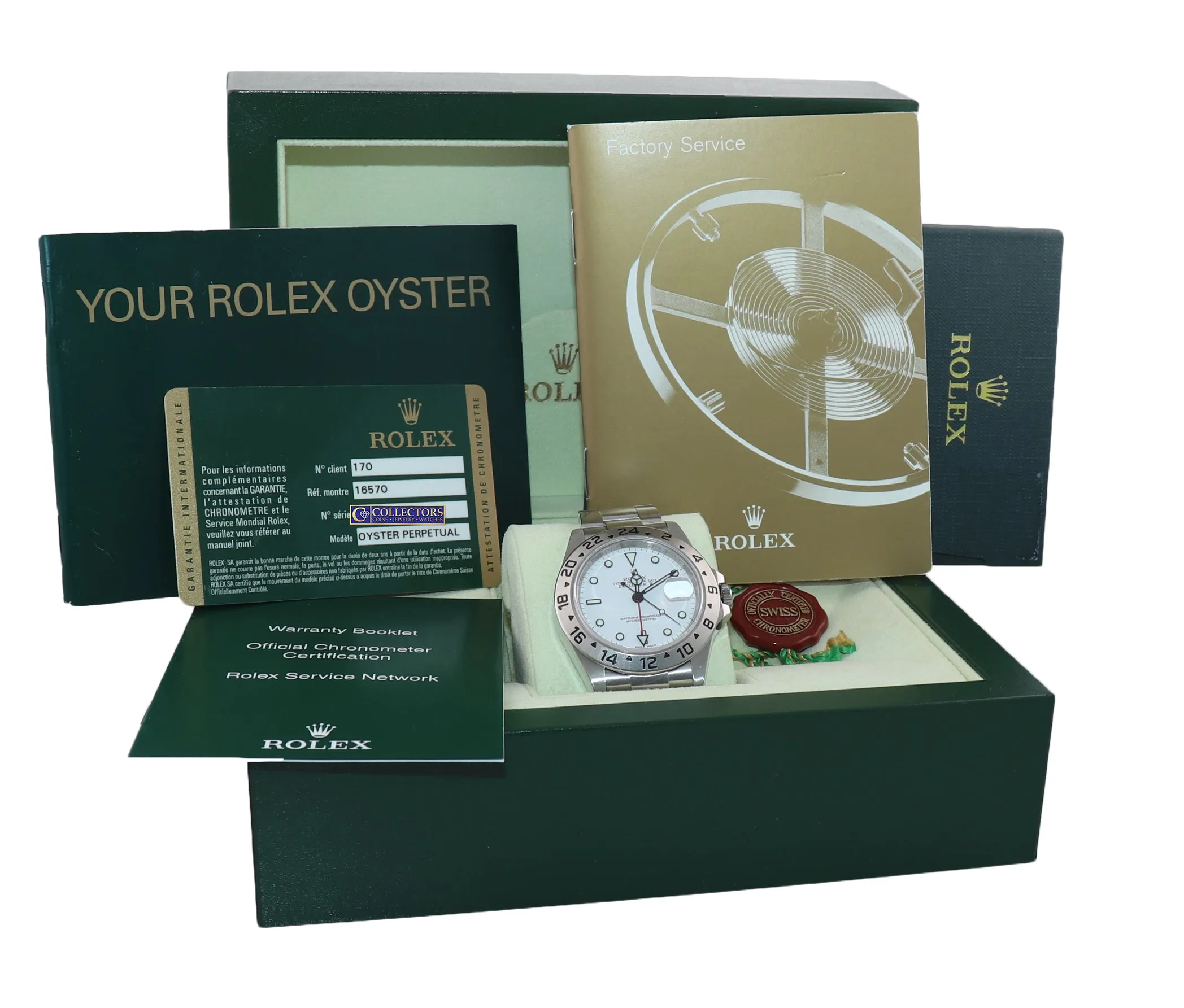 PAPERS UNPOLISHED 3186 WHITE Rolex Explorer II 16570 Stainless Steel 40mm Watch