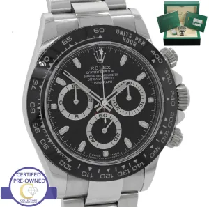 PARTIAL STICKERS PAPERS 2018 Rolex Daytona 116500 Black Chronograph Steel Watch